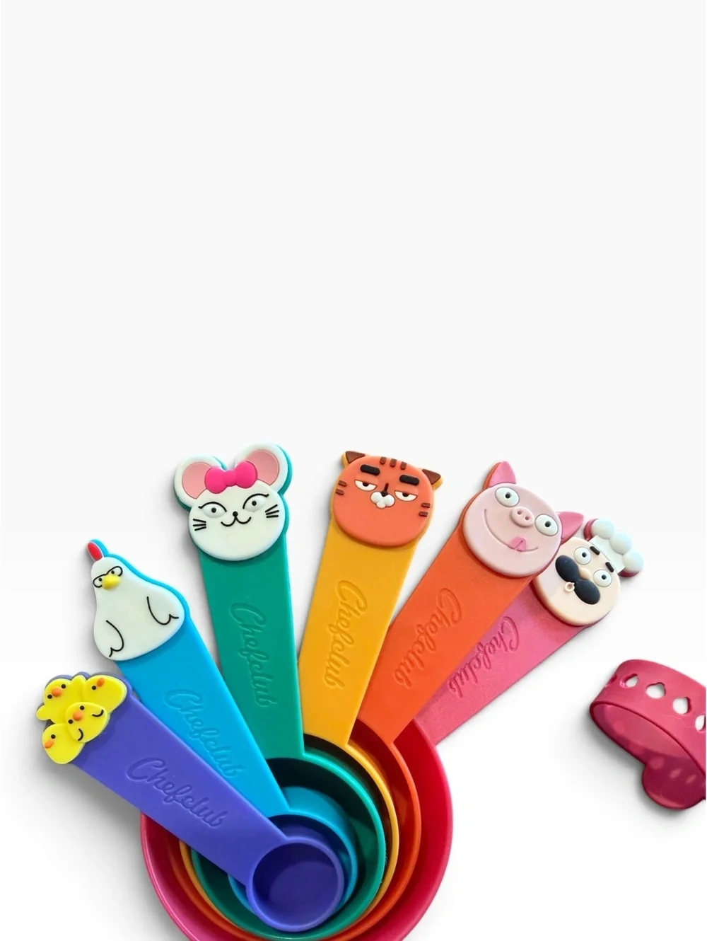 Children's Cooking Play Set with Colorful Animal Measuring Spoons, Mini Frying P